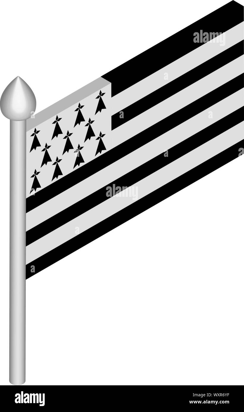 Illustration isométrique avec mât de drapeau Bretagne Illustration de Vecteur