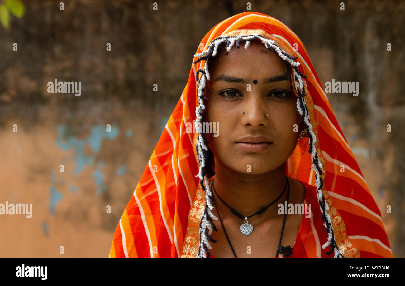 Femme indienne en sari Banque D'Images