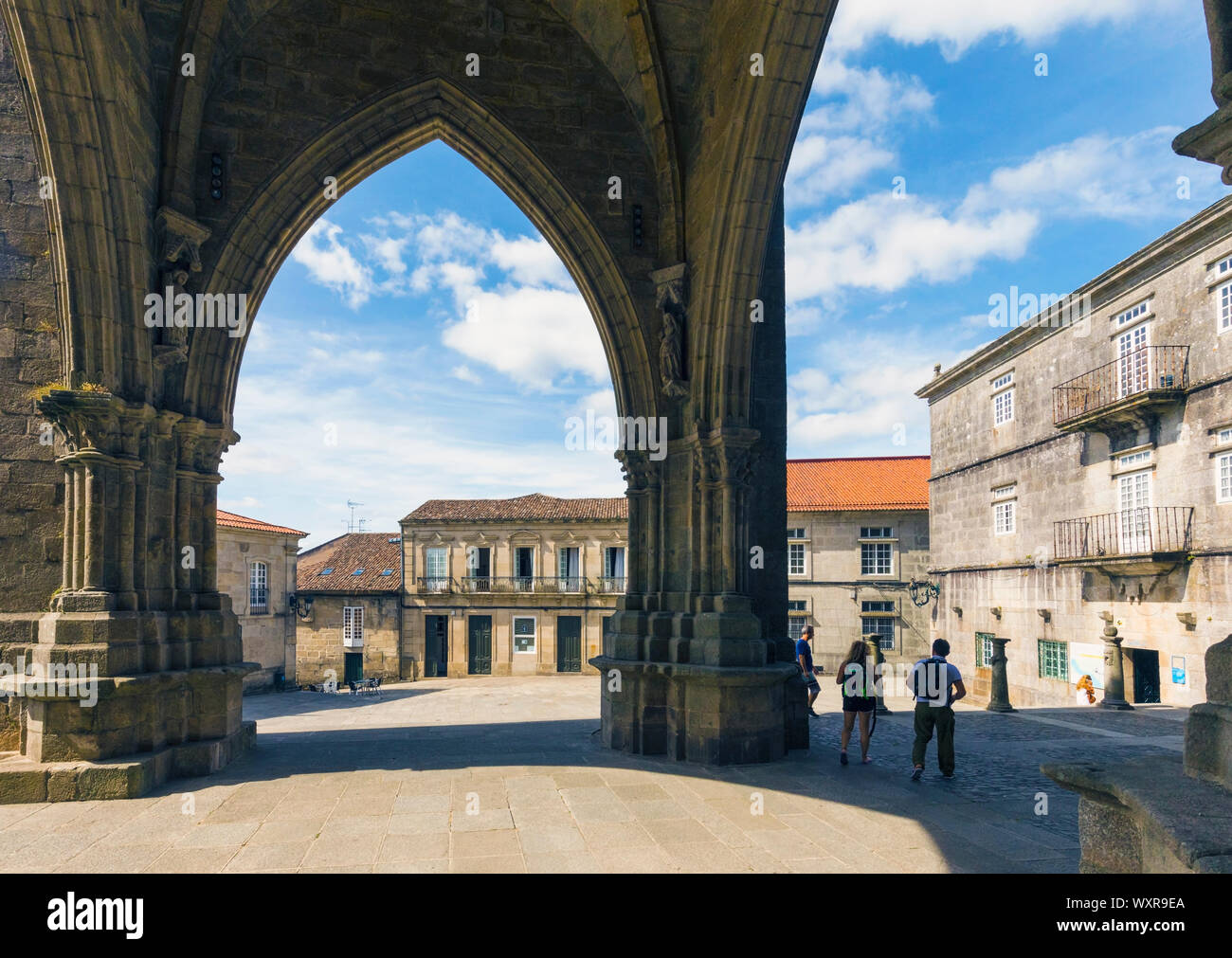 La Cathédrale romano-gothique de Santa Maria, construite pendant le 11ème-13ème siècles. Cathédrale St Mary. Tui, province de Pontevedra, Galice, Espagne Banque D'Images