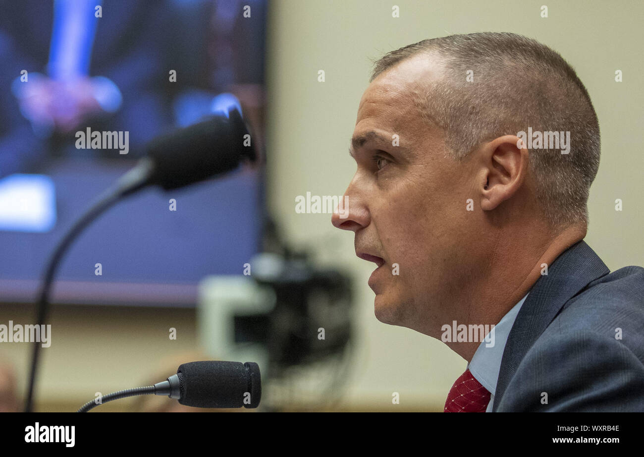 Washington, DC, USA. 17Th Sep 2019. Corey Lewandowski, ancien directeur de campagne pour la campagne présidentielle de 2016, Donald Trump témoigne lors d'une audience de comité judiciaire de la chambre présidentielle sur l'obstruction de la justice et de l'abus de pouvoir, sur la colline du Capitole à Washington, DC le Mardi, Septembre 17, 2019 Photo de Tasos Katopodis/UPI UPI : Crédit/Alamy Live News Banque D'Images