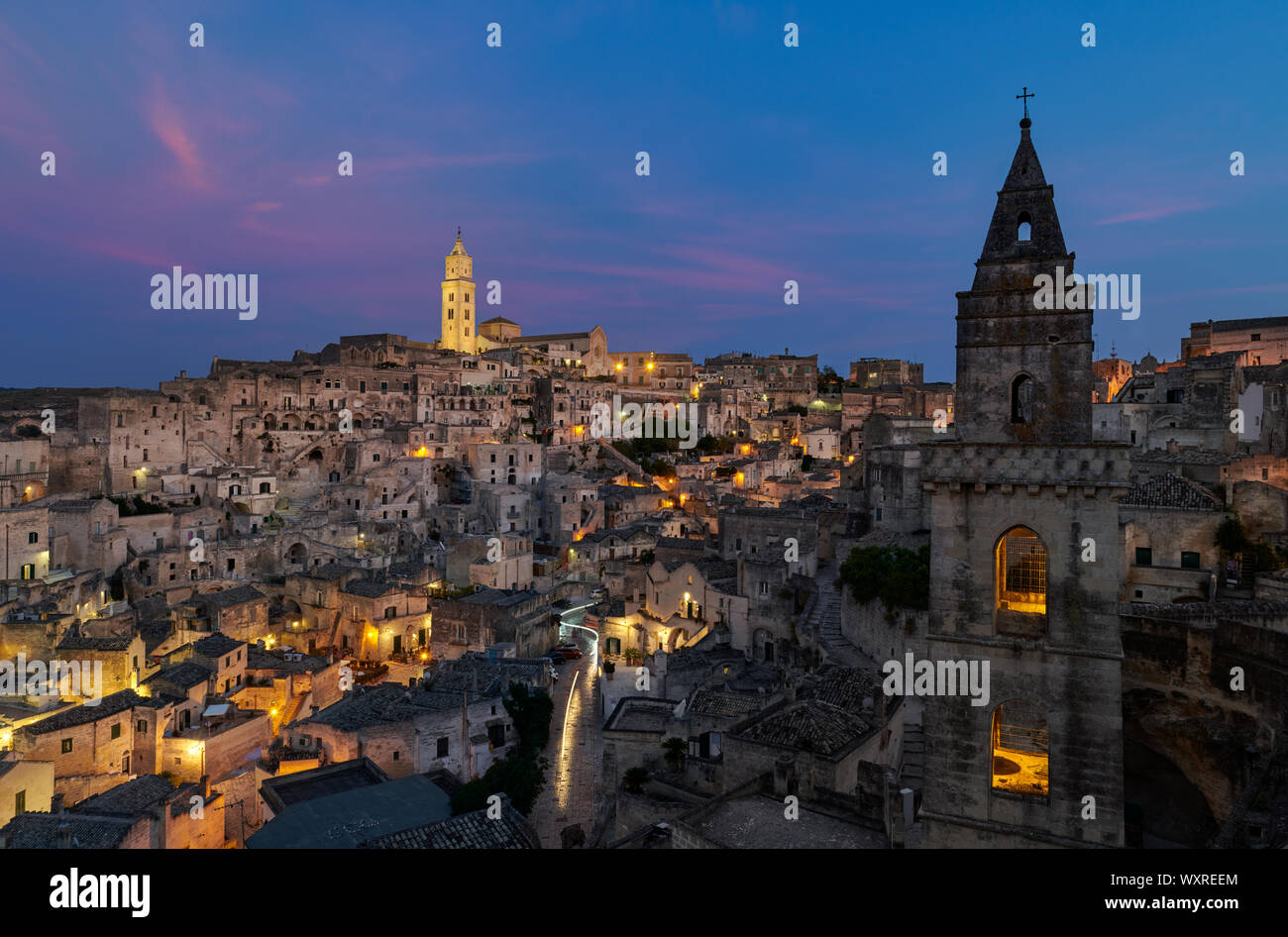 Vue panoramique de Chiesa San Pietro Barisano - Matera Banque D'Images
