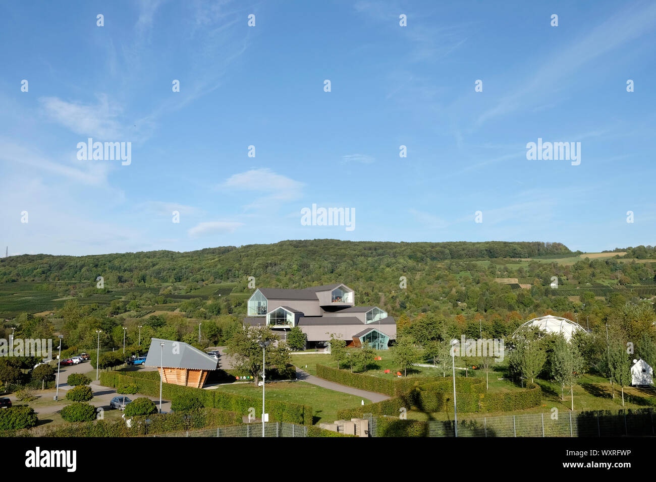 Une vue de la Vitra maison de la tour de glissement, Vitra, Weil am Rhein, Allemagne Banque D'Images