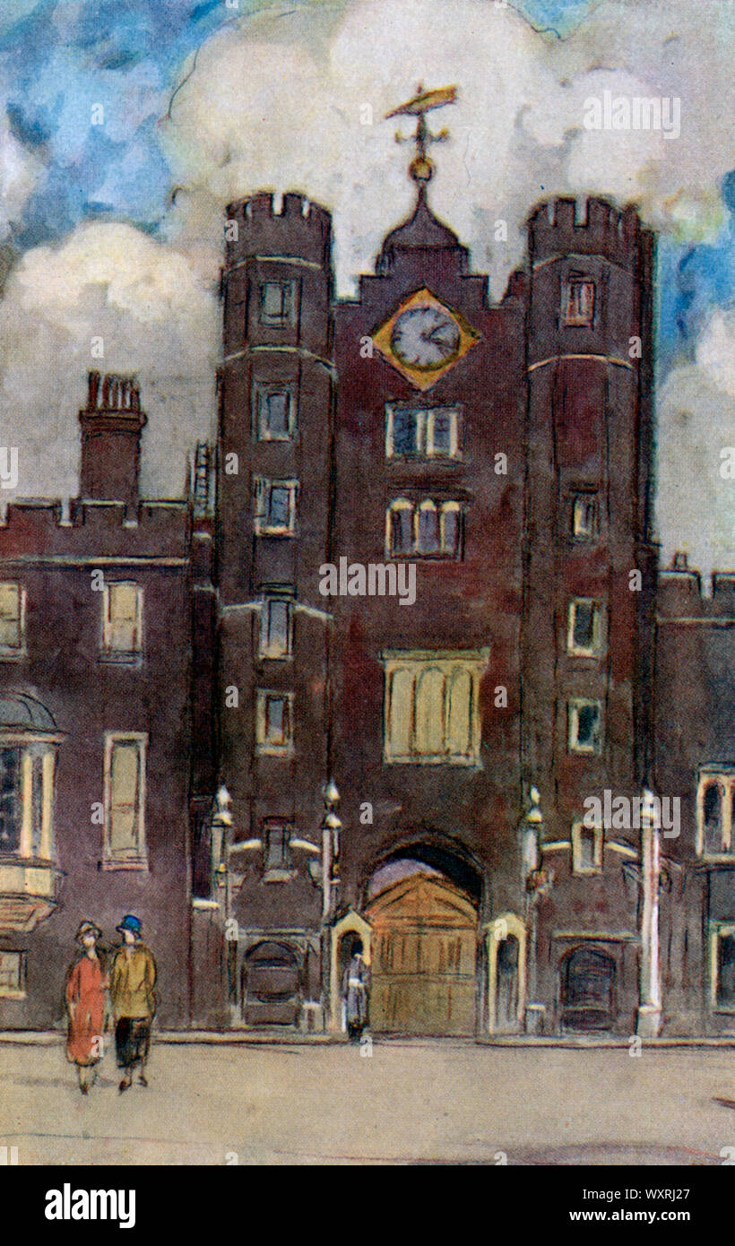 Palais St James's, Londres, Angleterre, c1925. Par Horace Mann Livens (1862-1936). Le Palais St James est le palais royal le plus ancien du Royaume-Uni. Il donne son nom à la Cour de St James, qui est la cour royale du monarque et qui est située dans la Cité de Westminster à Londres. Banque D'Images
