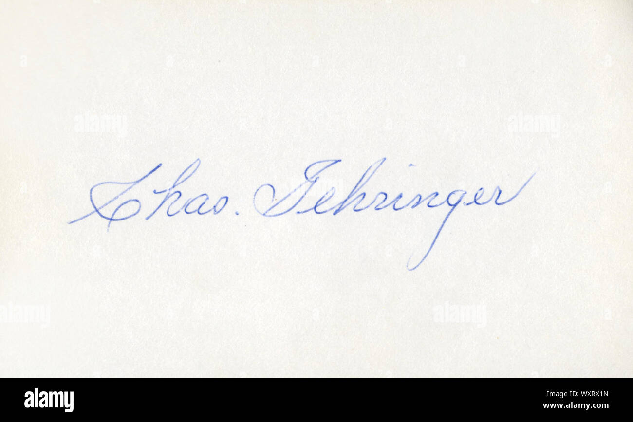 Manuscrit de Charlie Gehringer qui était un Hall of Fame joueur avec les Tigers de Detroit de 1924 à 1942. Banque D'Images