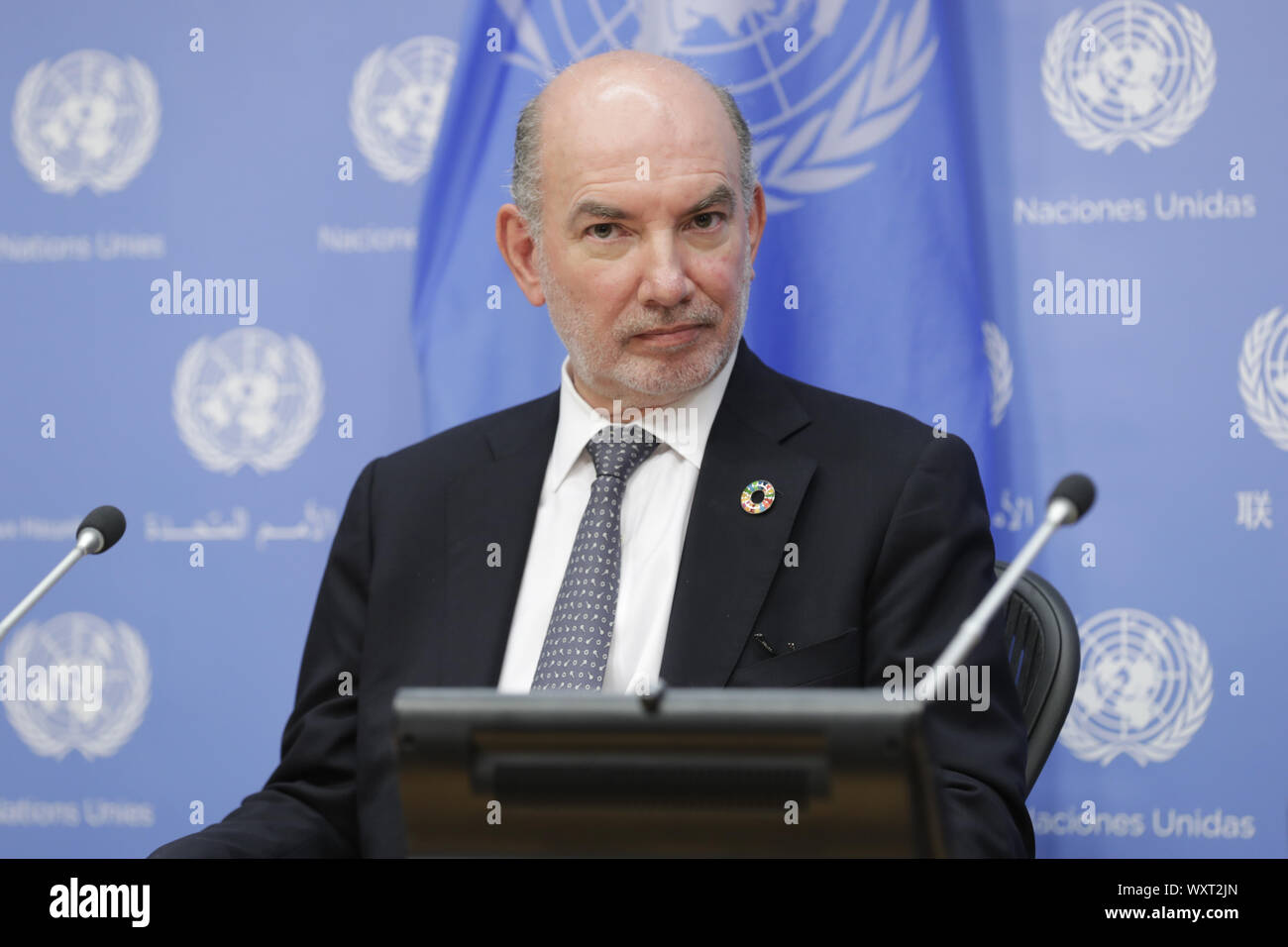 New York, NY, USA. Sep 17, 2019. Organisation des Nations Unies, New York, USA, le 17 septembre 2019 - Secrétaire général adjoint Amina Mohammed et Luis Alfonso de Alba, Envoyé spécial du Secrétaire général des Nations Unies pour le Sommet sur le climat de 2019, l'appui court sur les réunions de haut niveau de la 74e session de l'Assemblée générale des Nations Unies aujourd'hui au siège des Nations Unies à New York.Photo : Luiz Rampelotto/EuropaNewswire.Crédit photo obligatoire. Credit : Luiz Rampelotto/ZUMA/Alamy Fil Live News Banque D'Images