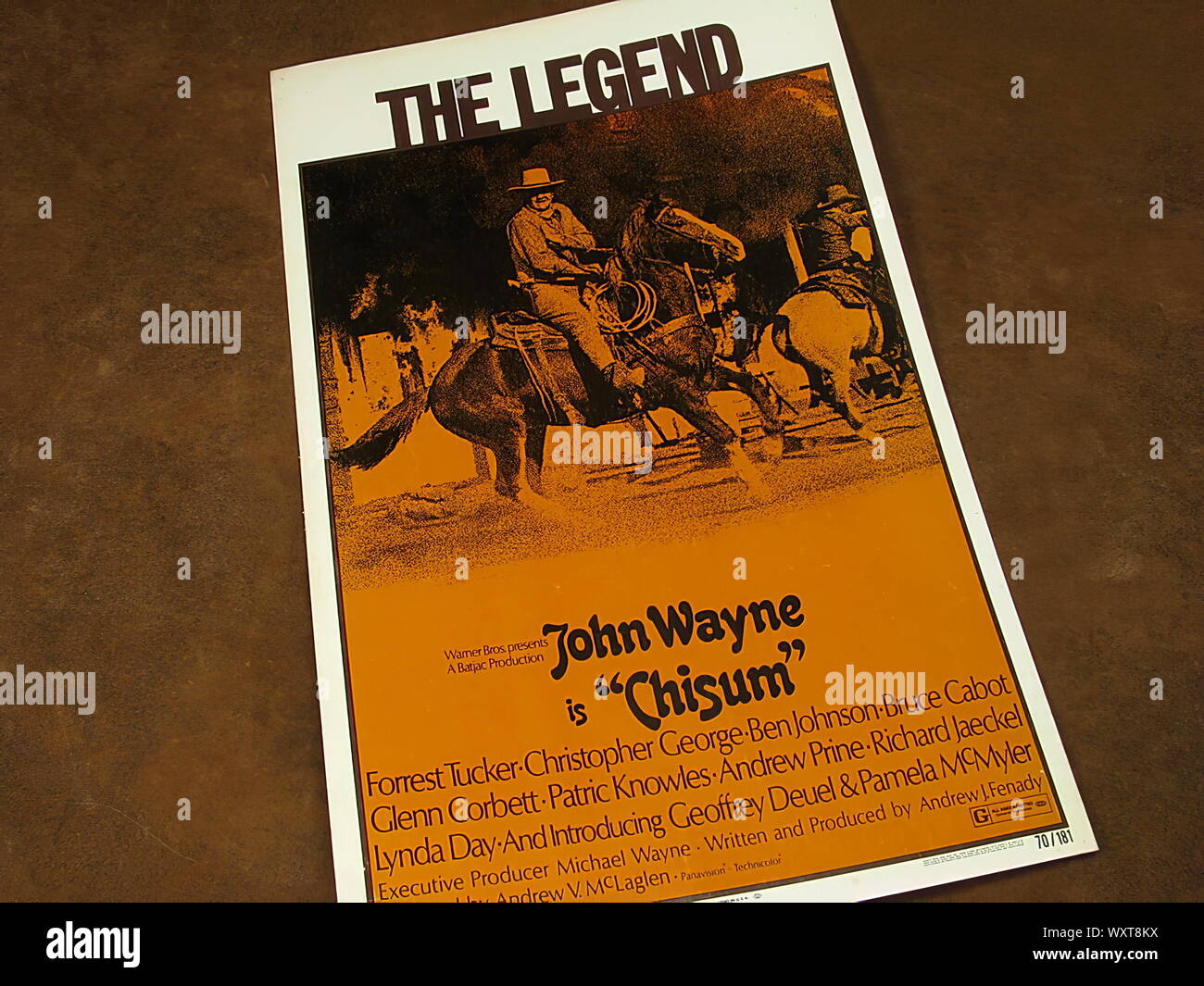 Affiche de film classique de Chisum avec John Wayne en 1970. Banque D'Images