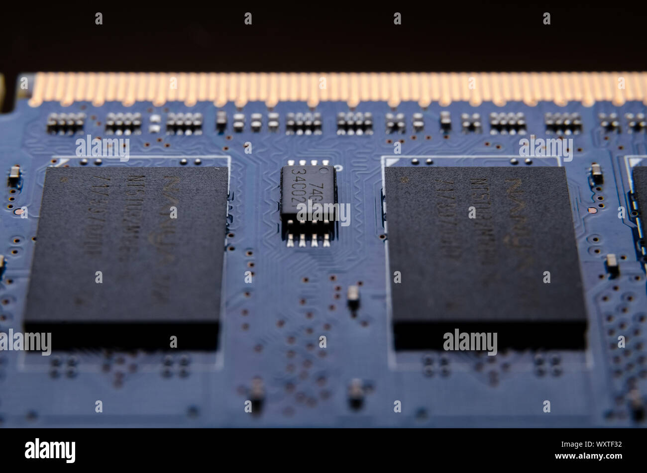 Macro de matériel informatique Module de mémoire DDR3 et la carte de circuits imprimés Banque D'Images