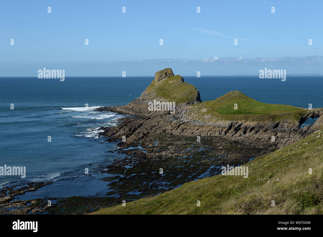 La tête de vis sans fin est situé le plus à l'ouest du point de la Gower et devient une île à marée haute Banque D'Images