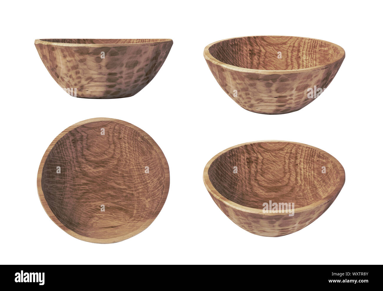 Bol en bois sculpté à la main isolé sur fond blanc Banque D'Images