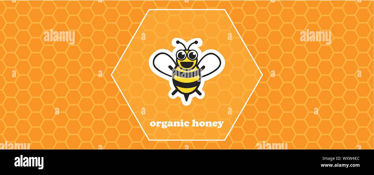 Miel bio nid d'abeille sur fond jaune illustration vecteur EPS10 Illustration de Vecteur