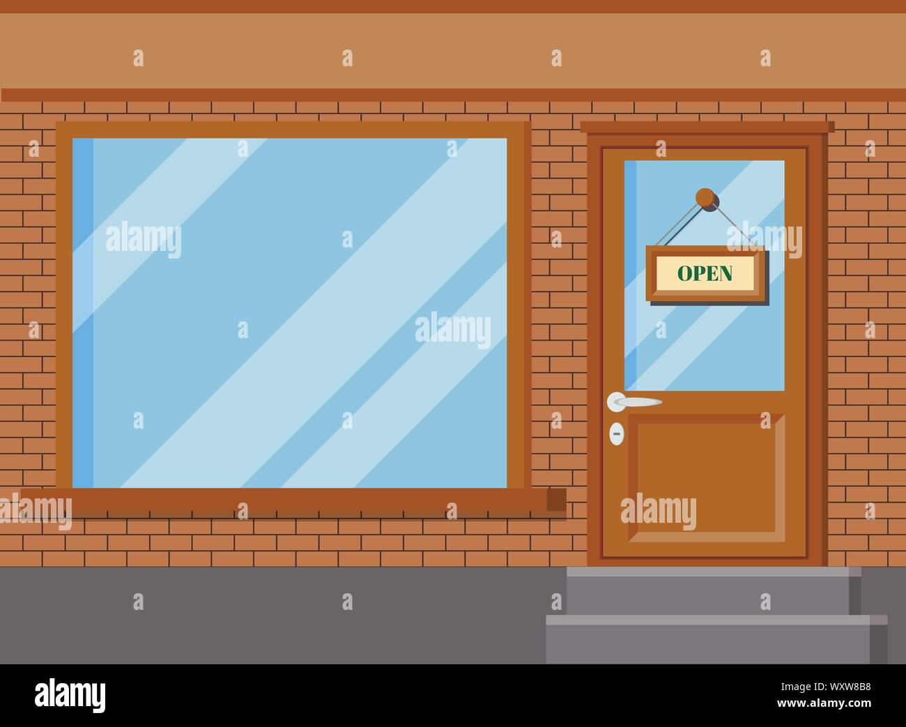 Vector illustration of classic shop boutique building/store avec des fenêtres en verre Illustration de Vecteur