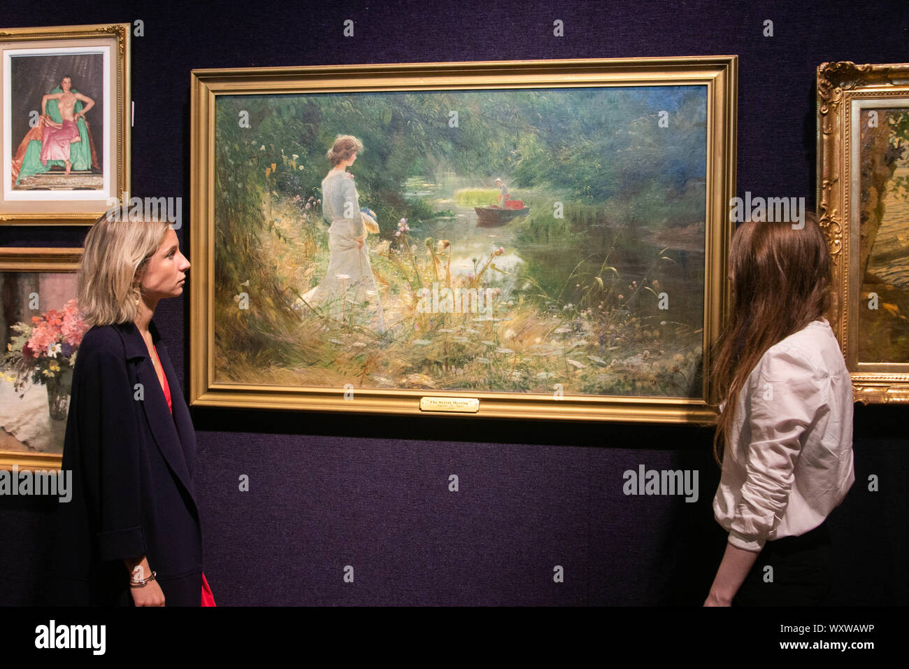 Londres, Royaume-Uni - 18 septembre 2019 : Charles William Wyllie, RBA (1859-1923) britannique le marigot, huile sur toile, 20 000 à 30 000 € Devis Crédit : Bonhams à amer ghazzal/Alamy Live News Banque D'Images