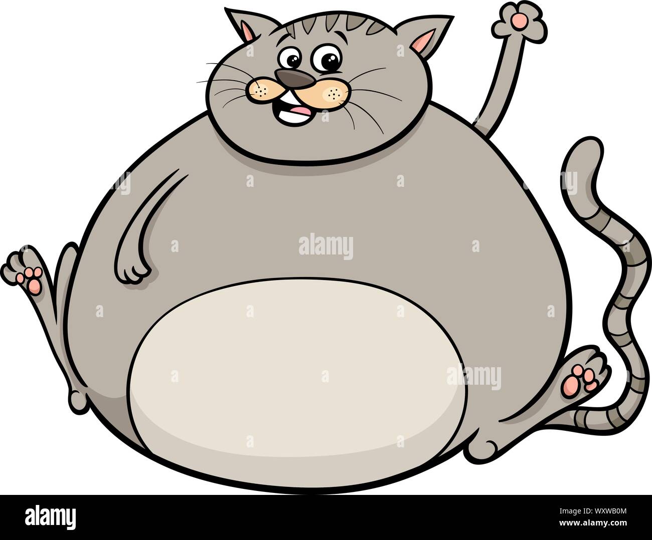 Cartoon Illustration de l'excès de bande dessinée de chat drôle personnage animal Illustration de Vecteur