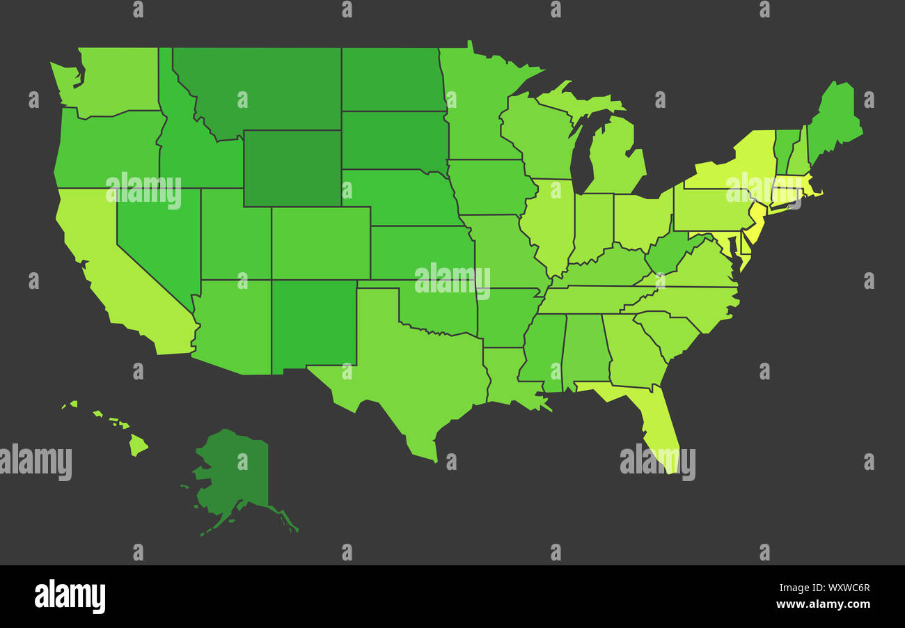 Population des USA carte thermique comme la densité des couleurs illustration Banque D'Images