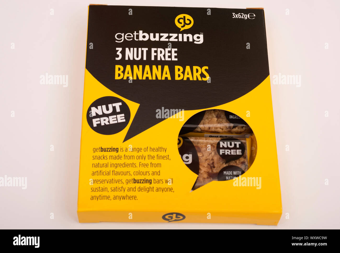 Buzzez banane noix snack-bars Banque D'Images