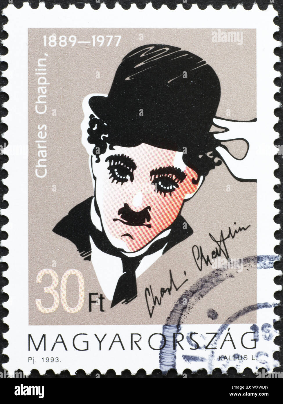 Charlot sur timbre hongrois Banque D'Images