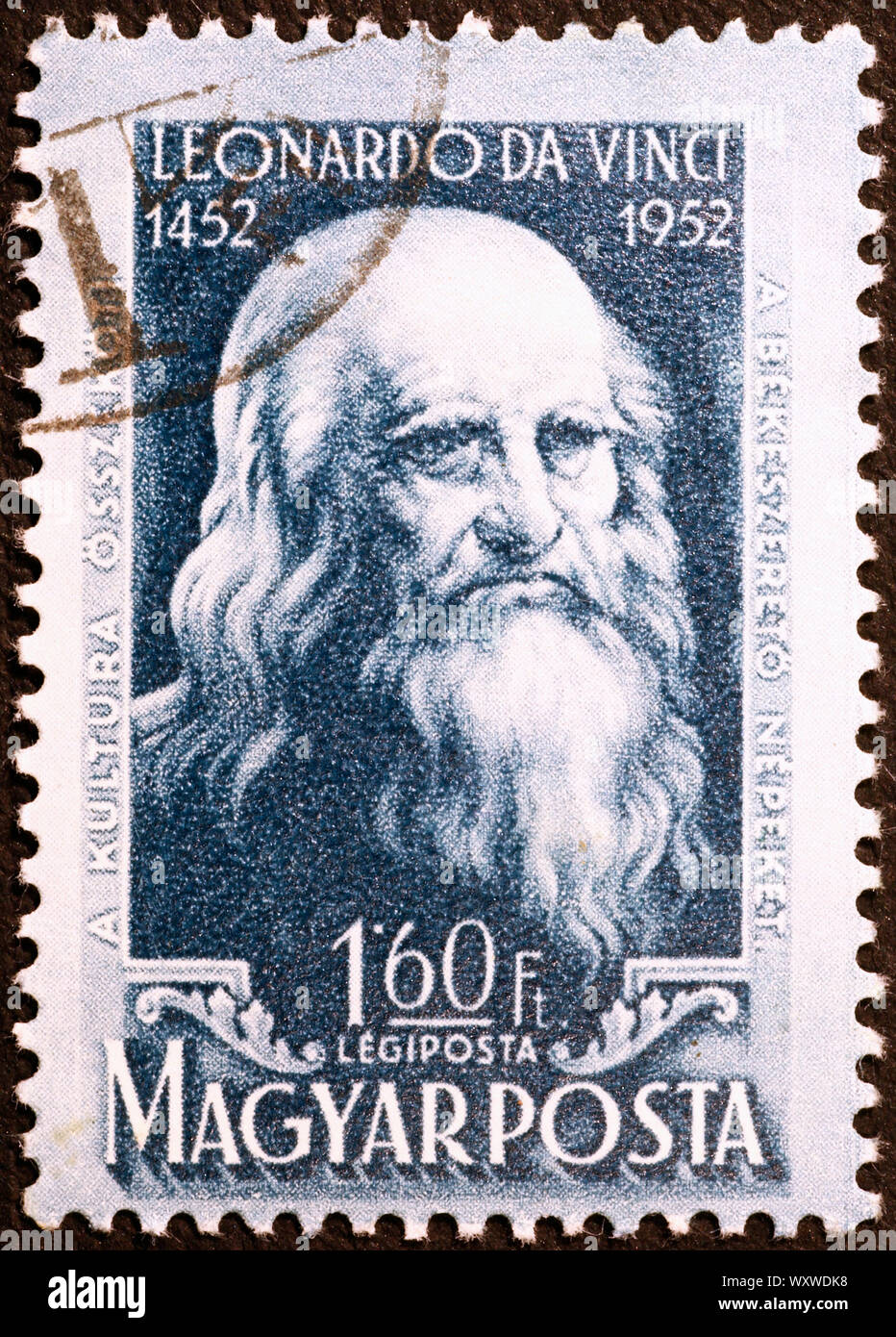 Leonardo Da Vinci sur timbre hongrois Banque D'Images
