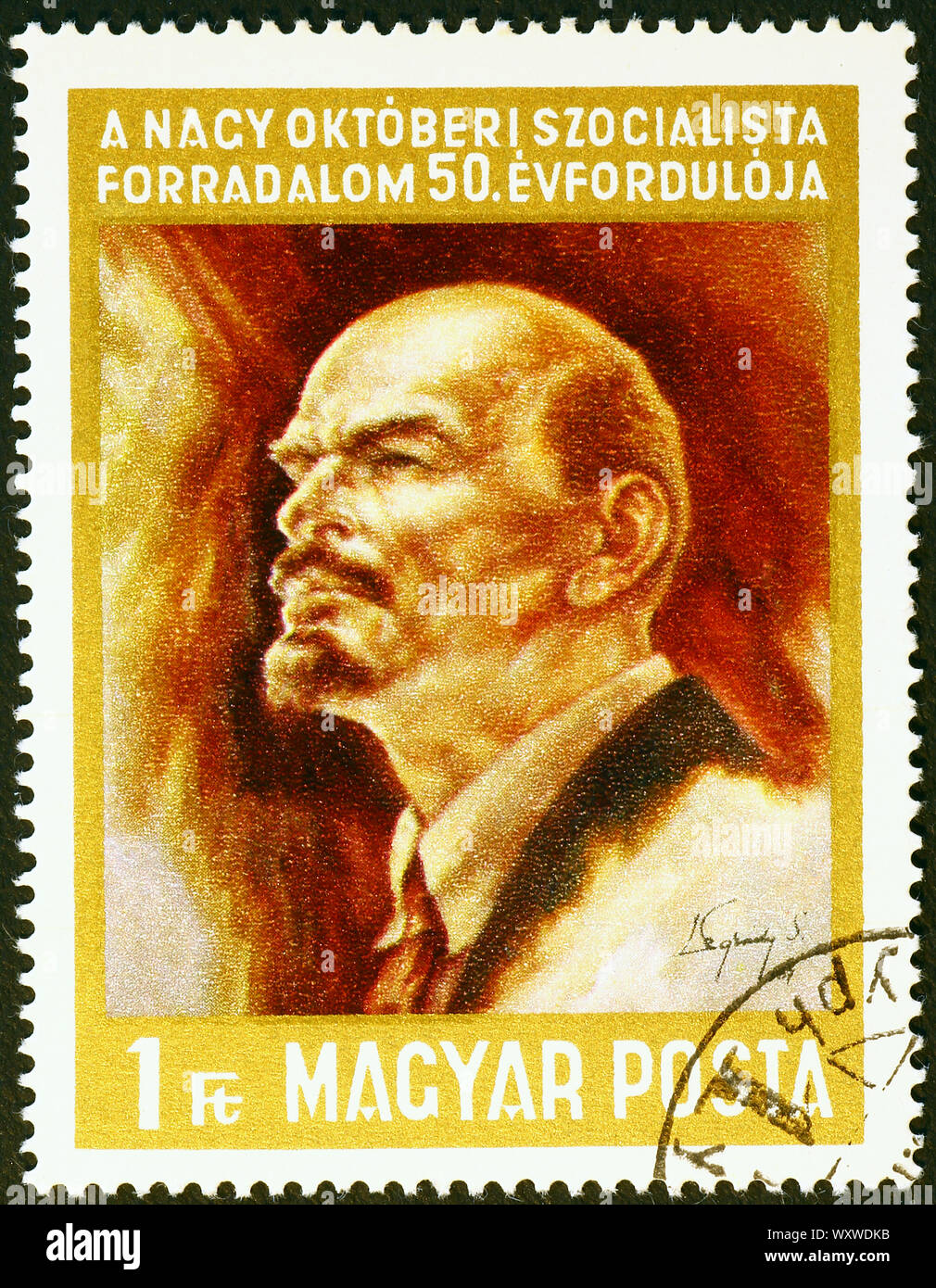 Portrait de Lénine sur timbre hongrois Banque D'Images