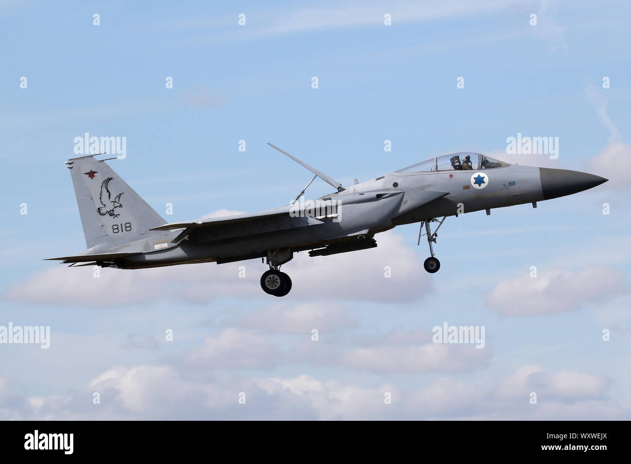 De l'air israélienne F-15C Baz à l'atterrissage à RAF Waddington lors de l'exercice guerrier Cobra. Banque D'Images