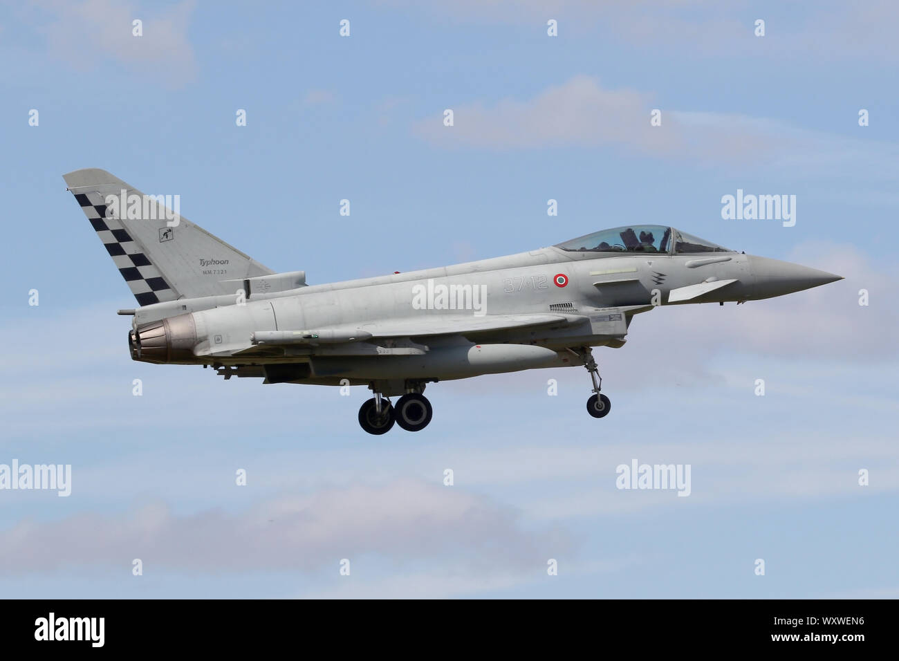 Italian Air Force Eurofighter EF-2000 atterrissage à RAF Waddington lors de l'exercice guerrier Cobra. Banque D'Images