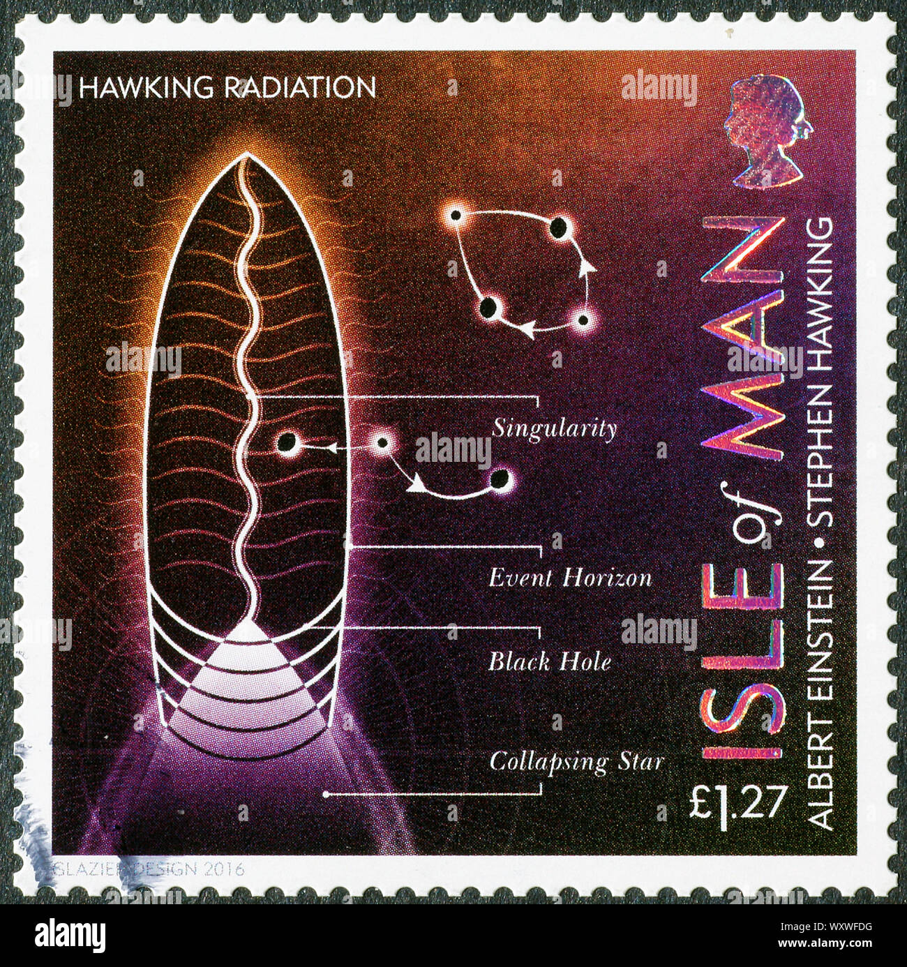 Théorie scientifique de l'Hawkig la radiation sur timbre-poste Banque D'Images