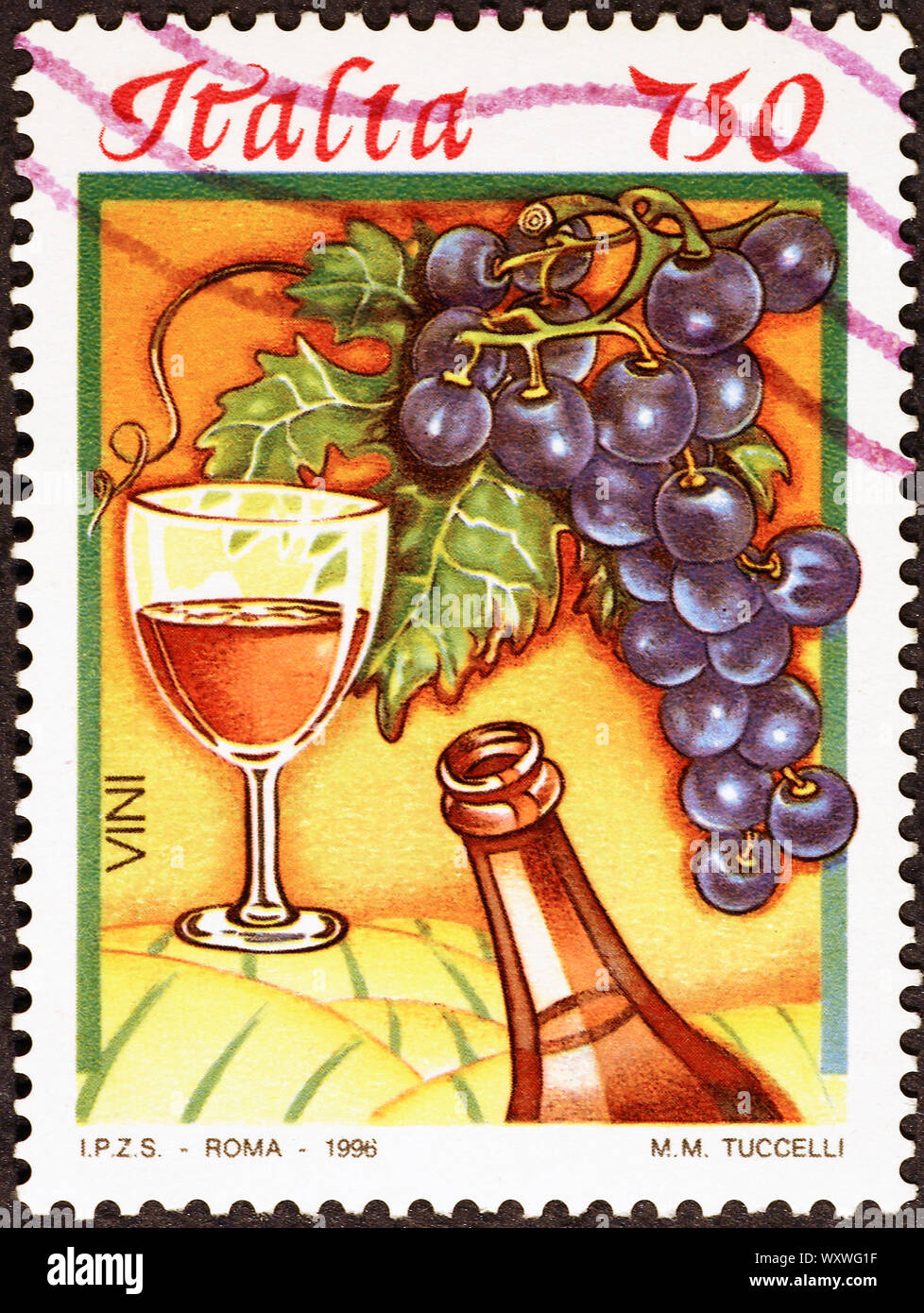 Célébration du vin italien sur timbre-poste Banque D'Images