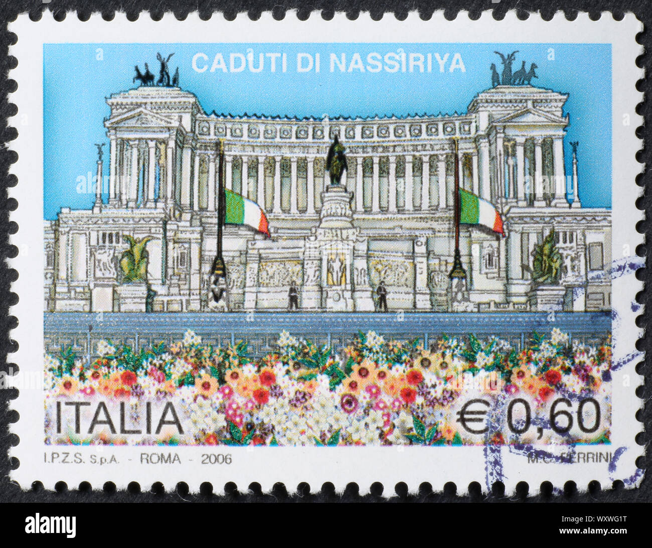 Altare della Patria à Rome le timbre-poste italien Banque D'Images