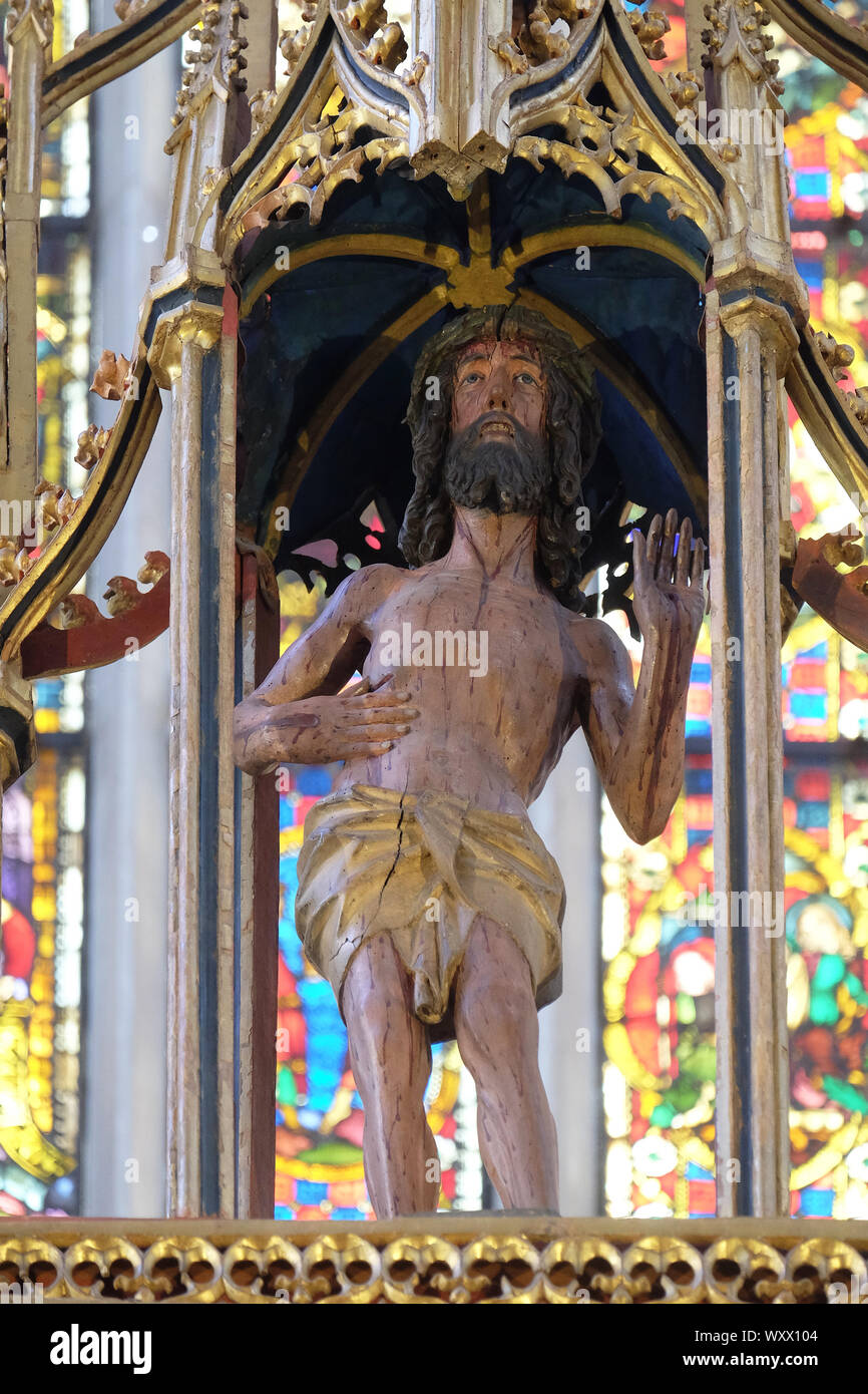 Homme de douleur, Douze Apôtres autel dans l'église St James à Rothenburg ob der Tauber, Allemagne Banque D'Images