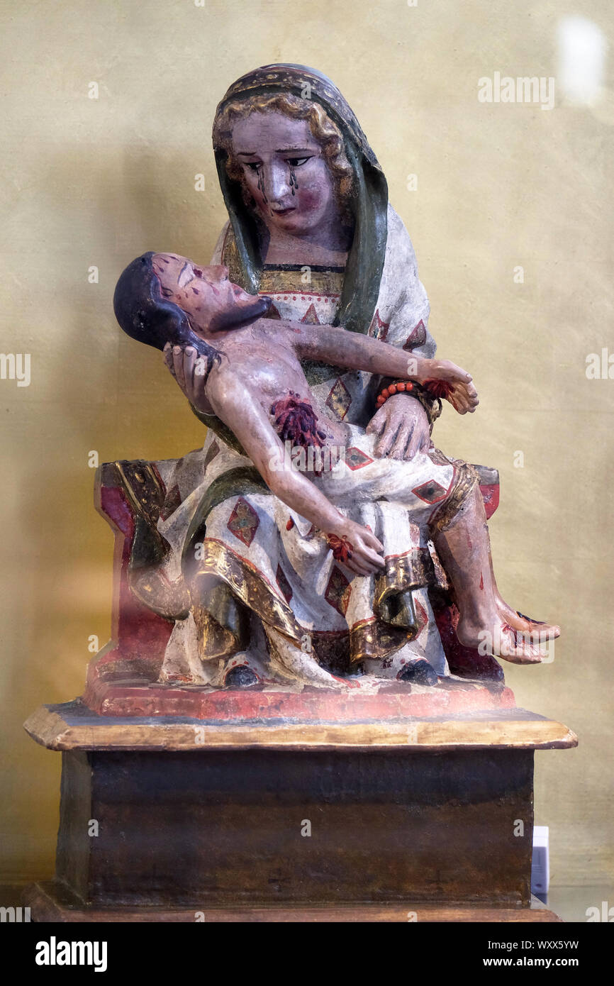 Notre Dame des Douleurs, statue dans l'église de Sainte Agathe dans Schmerlenbach, Allemagne Banque D'Images