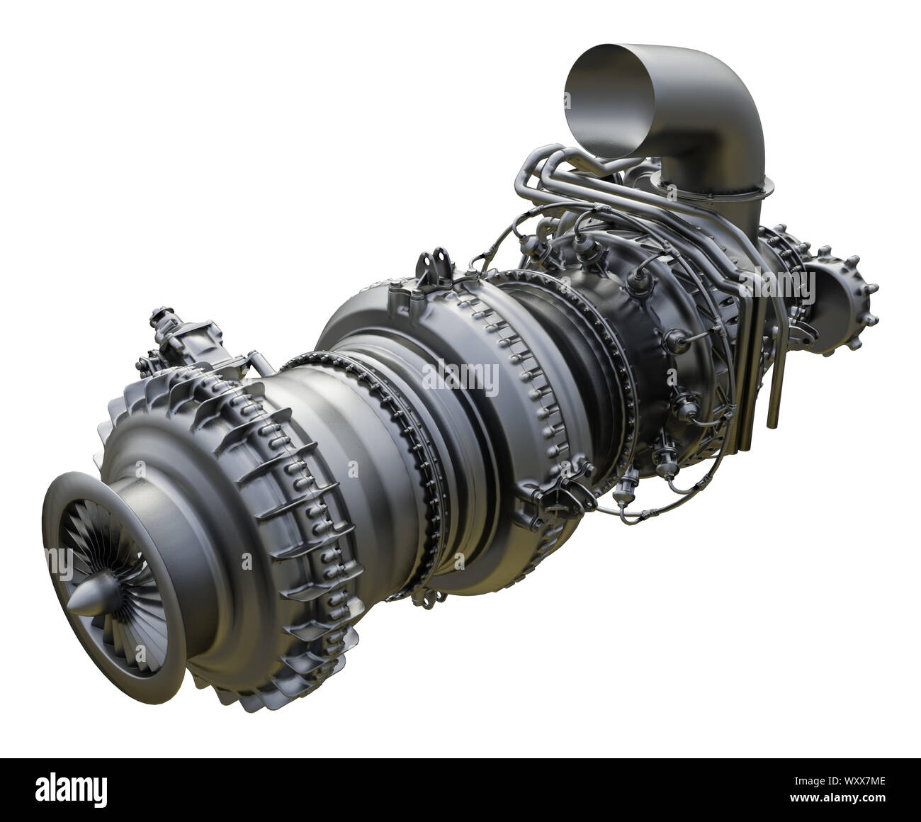 Moteur à turbine à gaz de la centrale thermique. Le rendu 3d. Banque D'Images