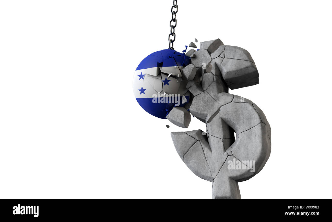 Brisant une balle drapeau Honduras USA dollar symbole de devise. 3D Render Banque D'Images