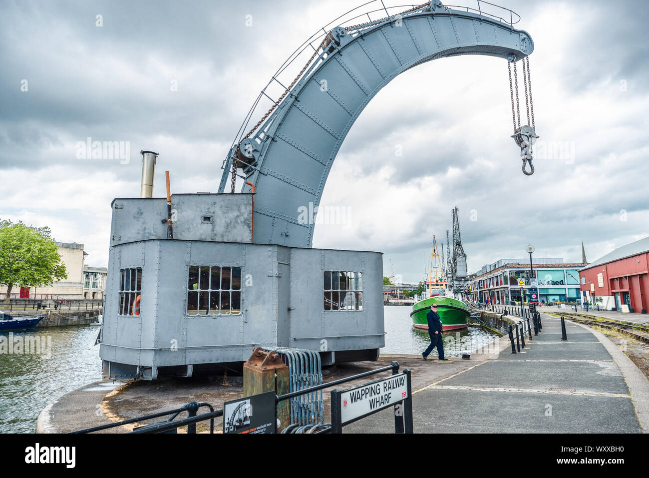 Historique La vapeur Fairbairn grue dans l'article port flottant de Bristol Docks, Avon, England, UK. Banque D'Images