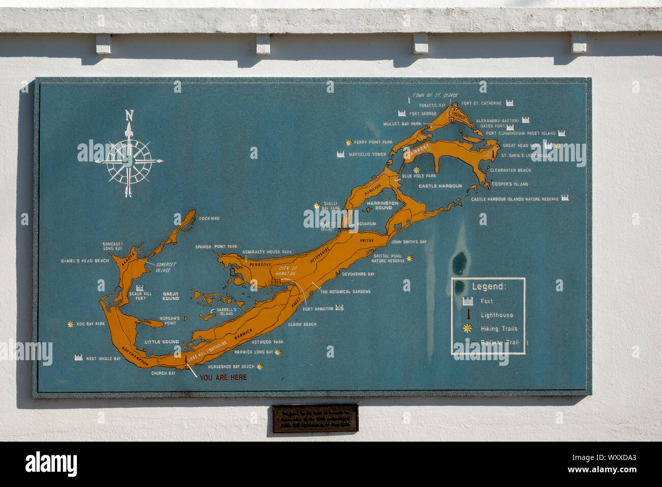 Carte de visiteurs sur le mur du centre des visiteurs à la Gibbs Hill Lighthouse, Bermudes Banque D'Images