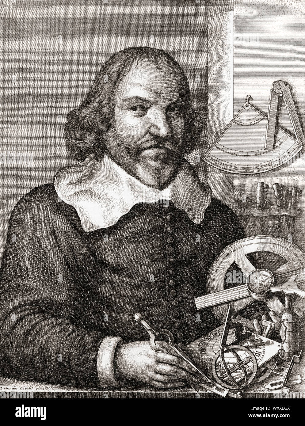 Elias Allen, 1588 - 1653. English fabricant d'instruments scientifiques. Après une gravure du 17ème siècle. Banque D'Images