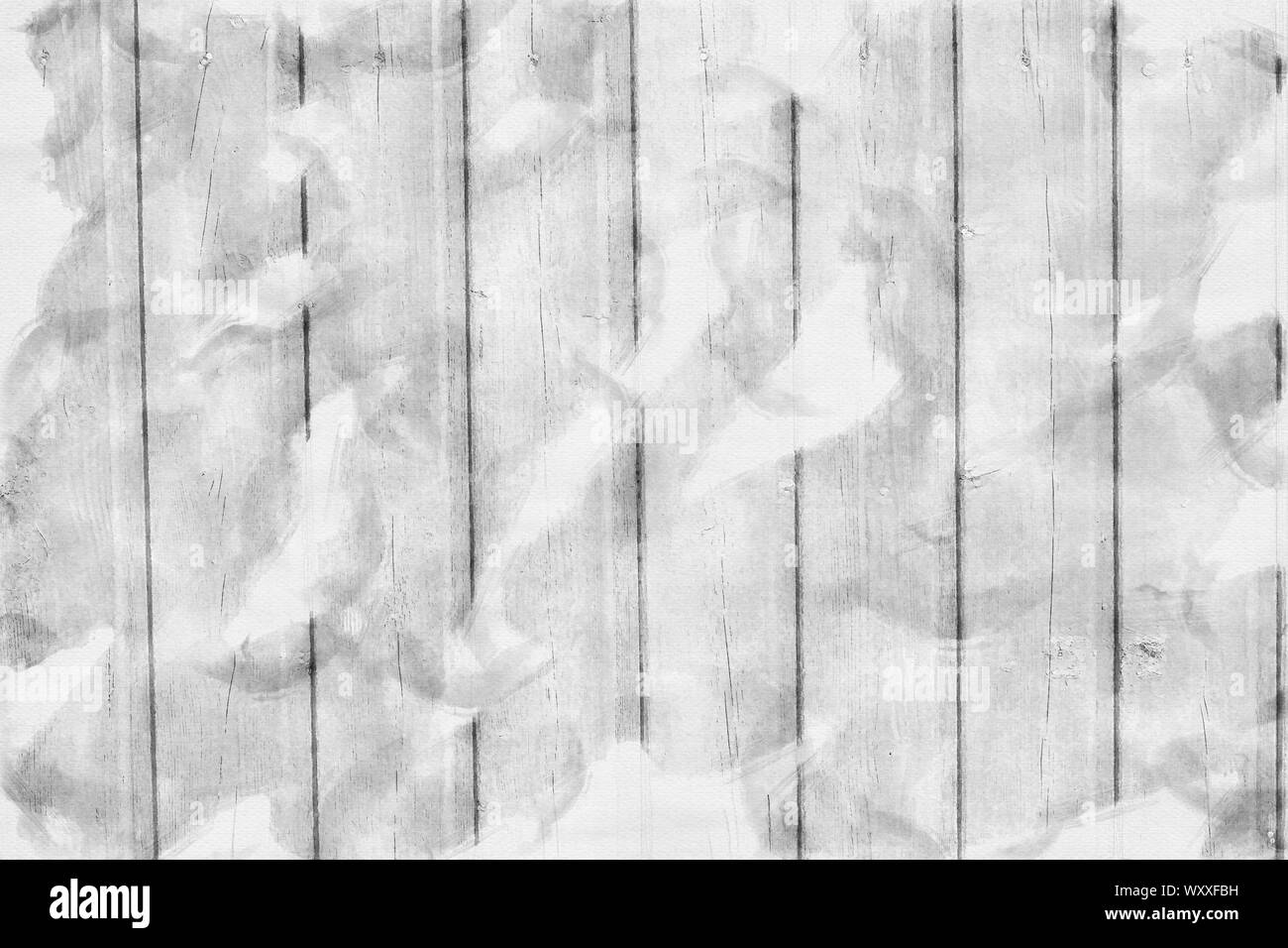 Close up de clôture en bois blanc comme arrière-plan à l'aquarelle Banque D'Images