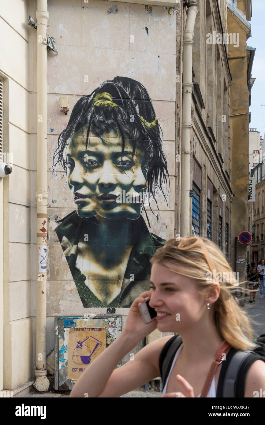 Paris, France - Aug 31, 2019 : un art de rue, Paris, France. Banque D'Images