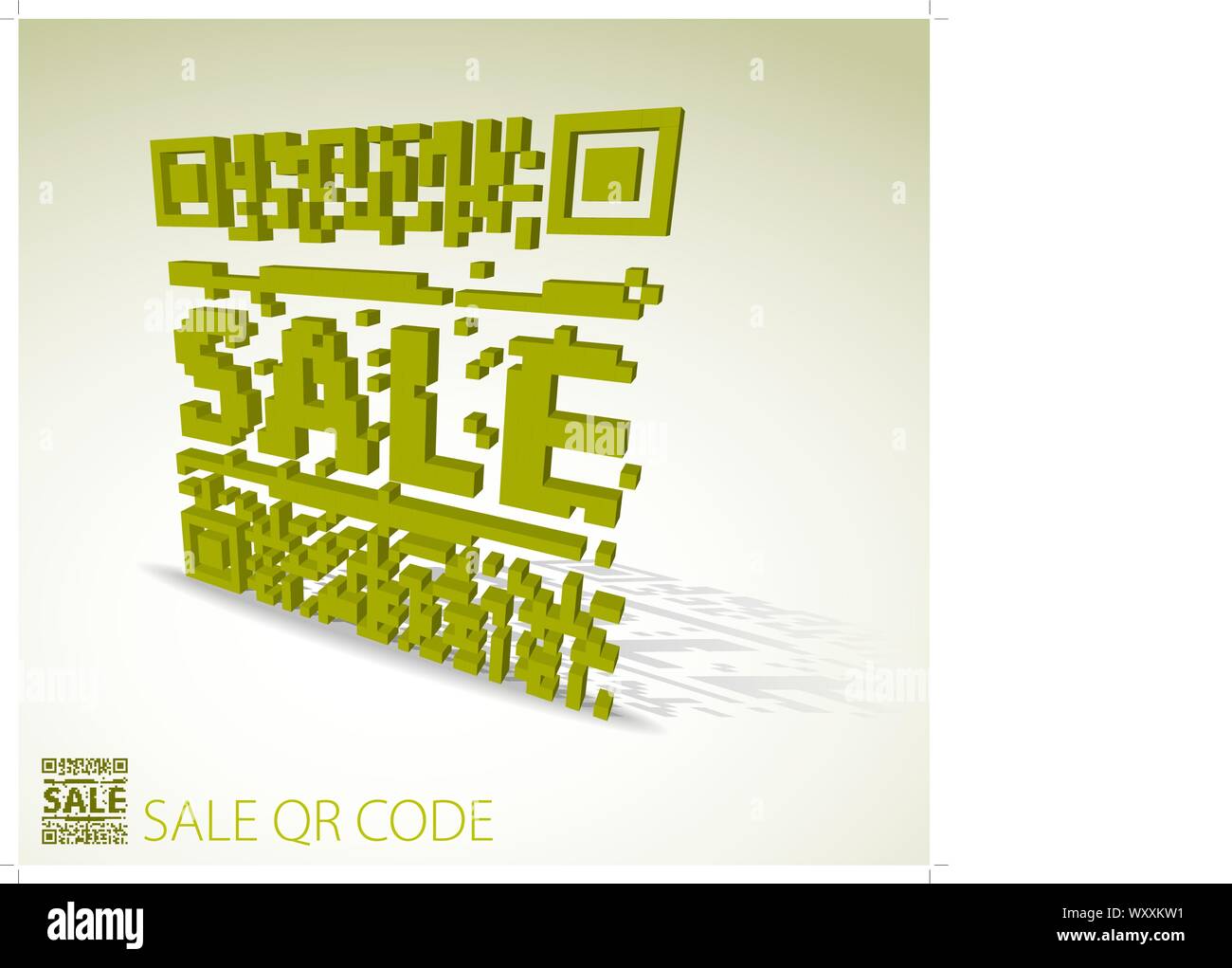 3D vert qr code pour l'élément en vente (codes à barres) moderne Illustration de Vecteur