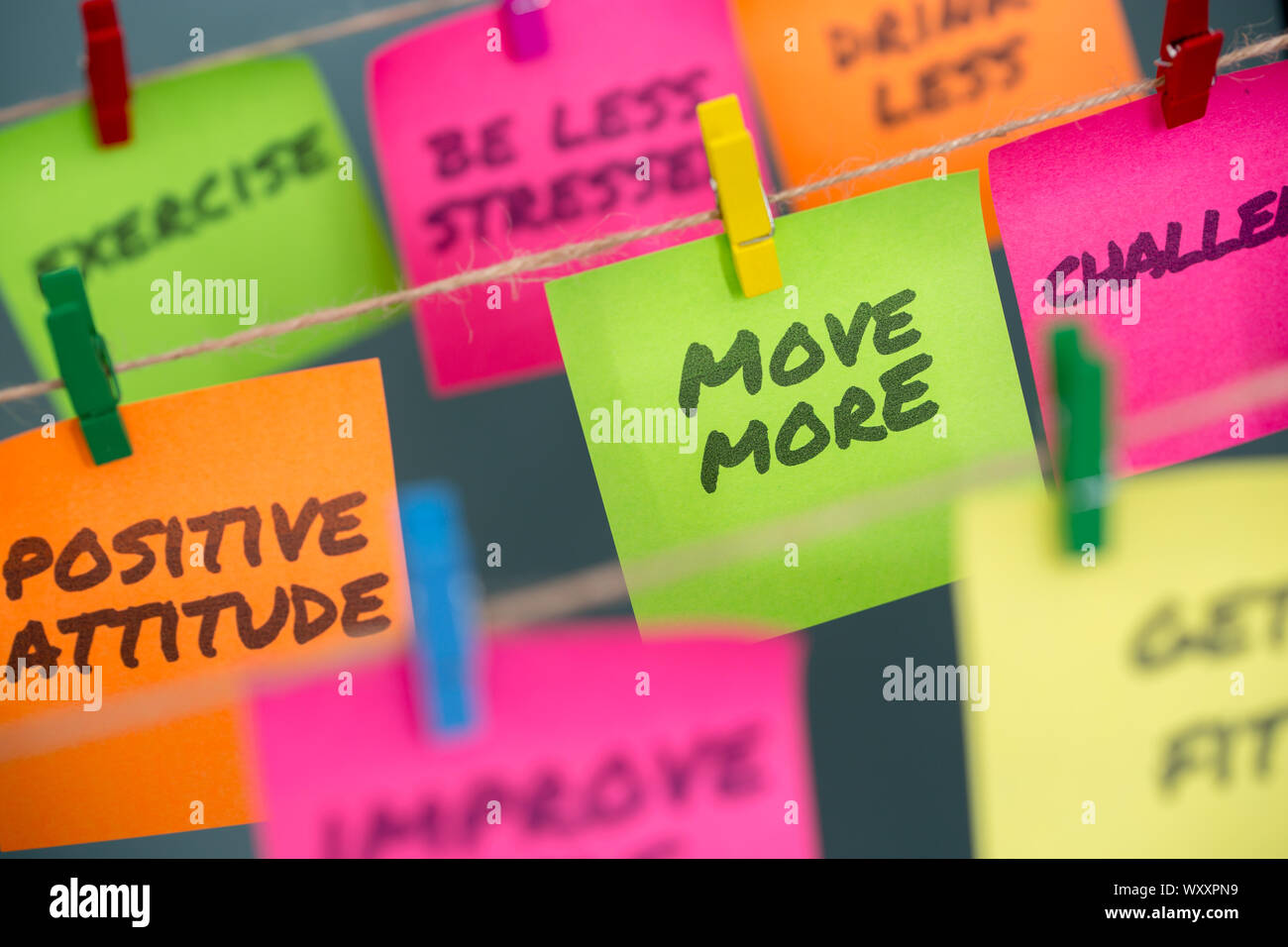 Notes gros plan de motivation à aller de l'concept plus pour rester en bonne santé ou perdre du poids Banque D'Images