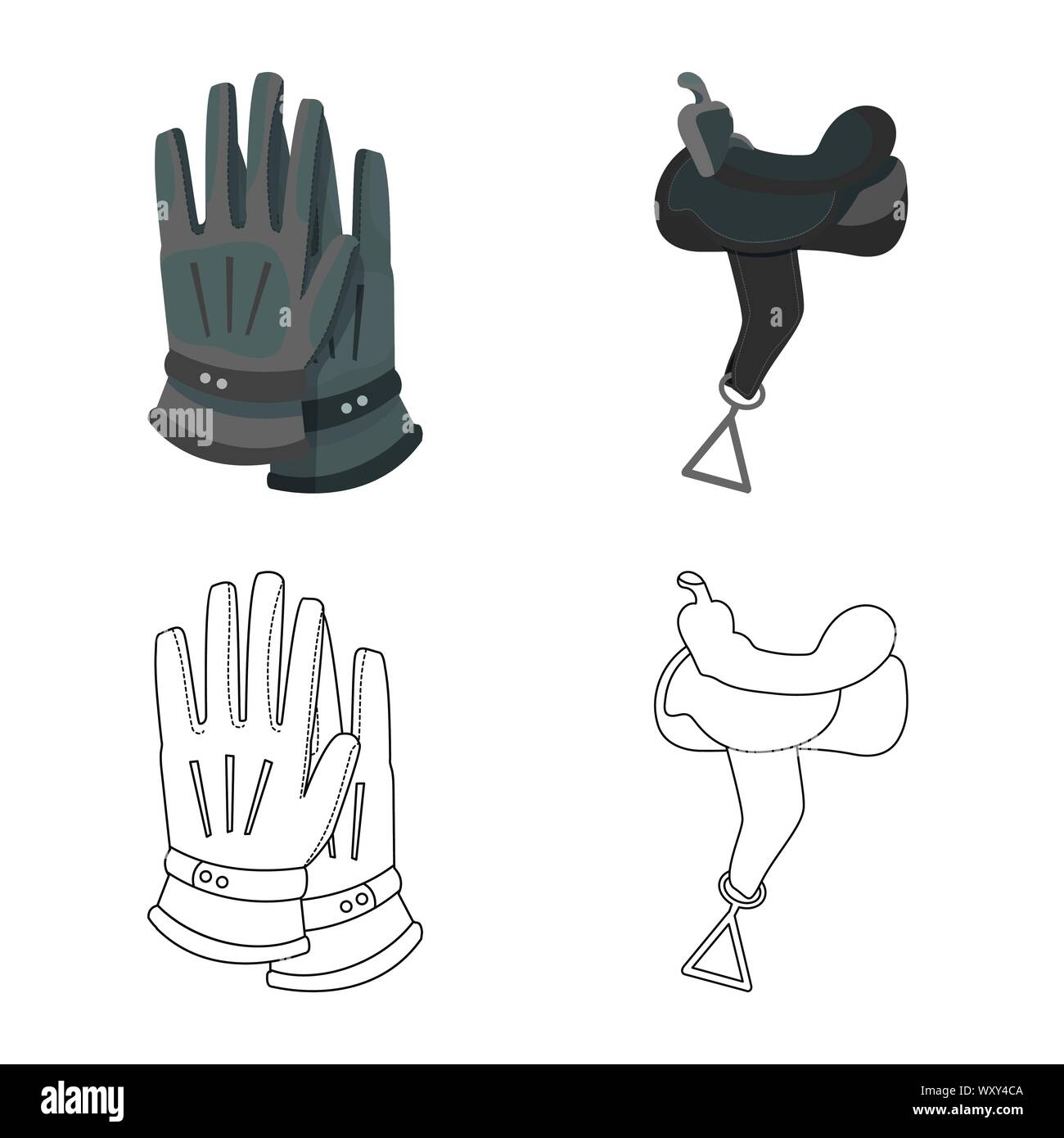 Objet isolé de matériel équitation signe. Ensemble d'équipements et la concurrence symbole boursier pour le web. Illustration de Vecteur