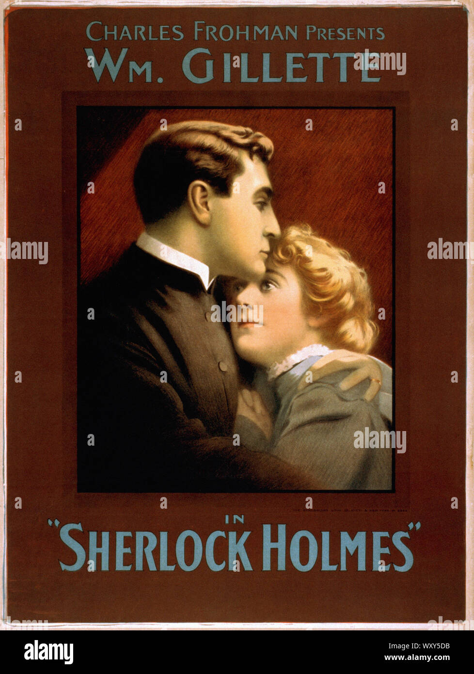 William Gillette dans Sherlock Holmes - 1900 Affiche Affiche publicitaire ancienne, l'ère victorienne Banque D'Images