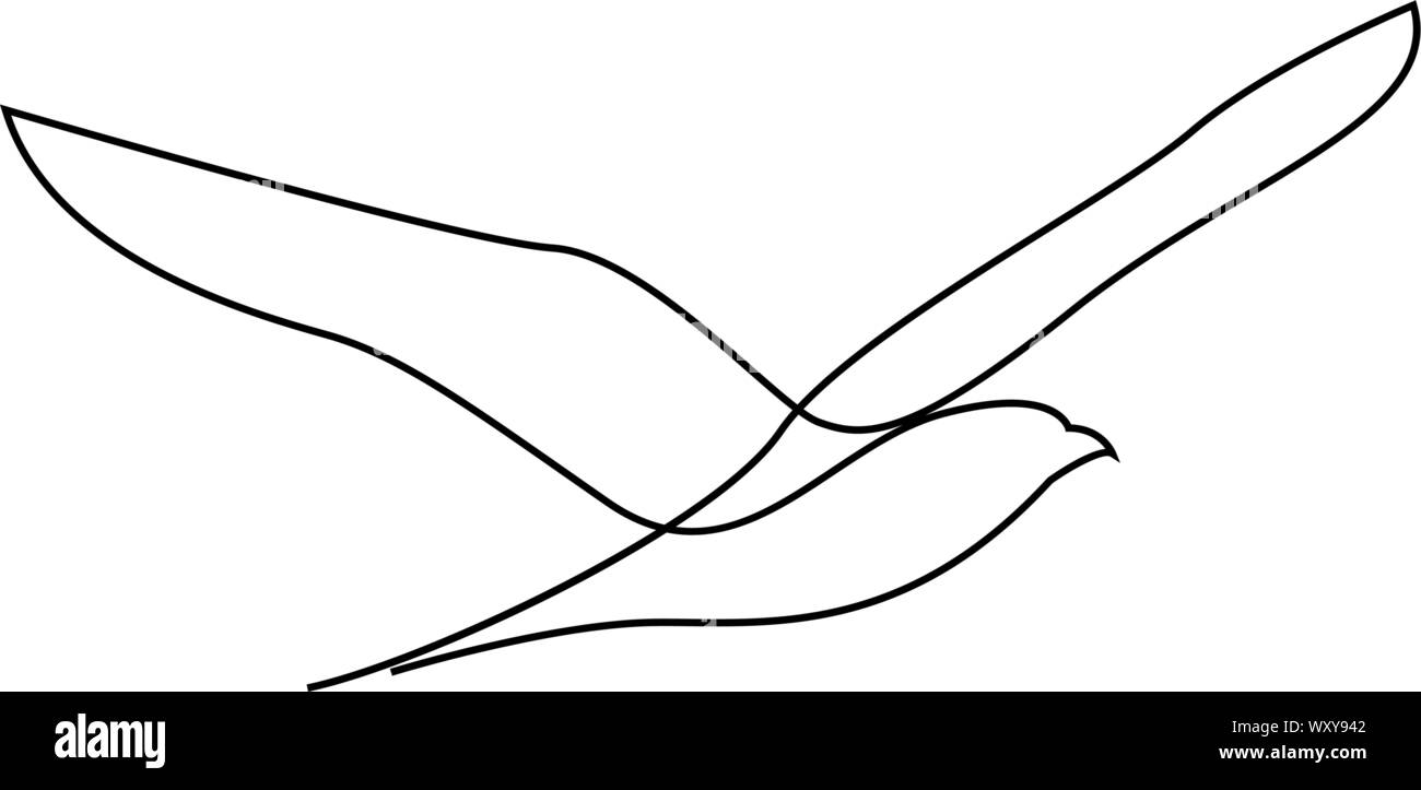 Une ligne ou seagull goéland vole silhouette design. Style minimaliste dessiné à la main. Vector illustration Illustration de Vecteur