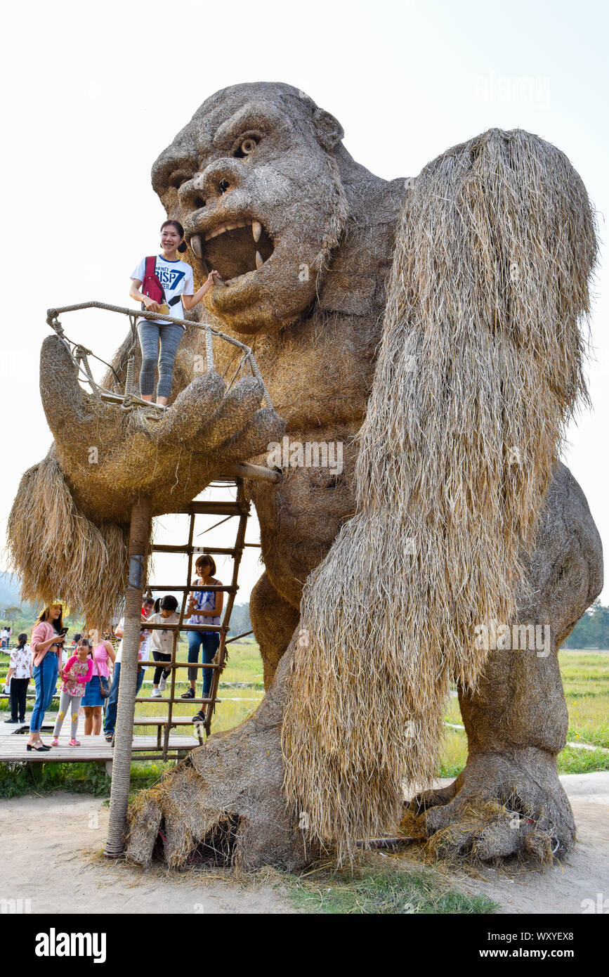 Sculptures de paille géante , Lac Huay Tung Tao, Thaïlande Banque D'Images