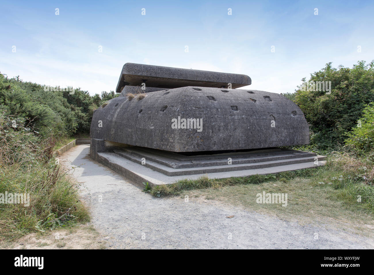 Longues Sur Mer, France - 14 août 2018 : la seconde guerre mondiale à la batterie de défense longues sur mer Banque D'Images