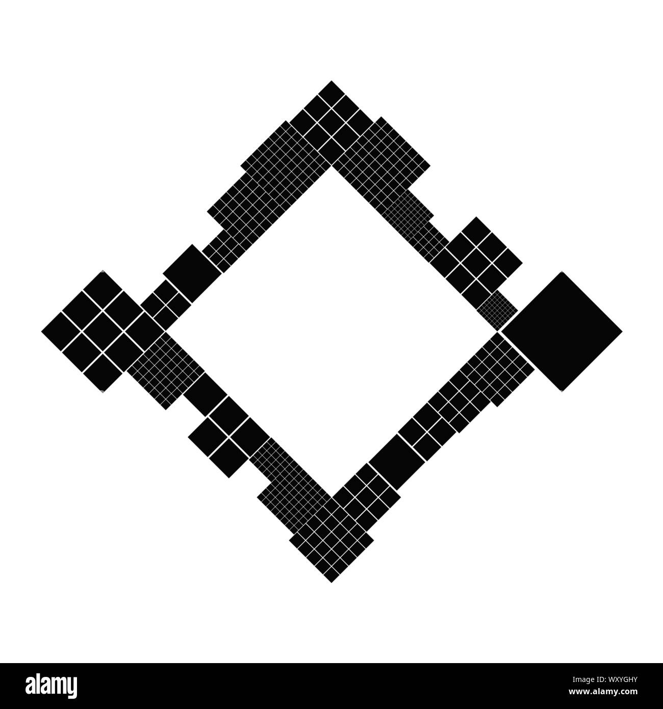 Carré diagonal géométrique modèle badge monochrome - abstract vector graphic Illustration de Vecteur