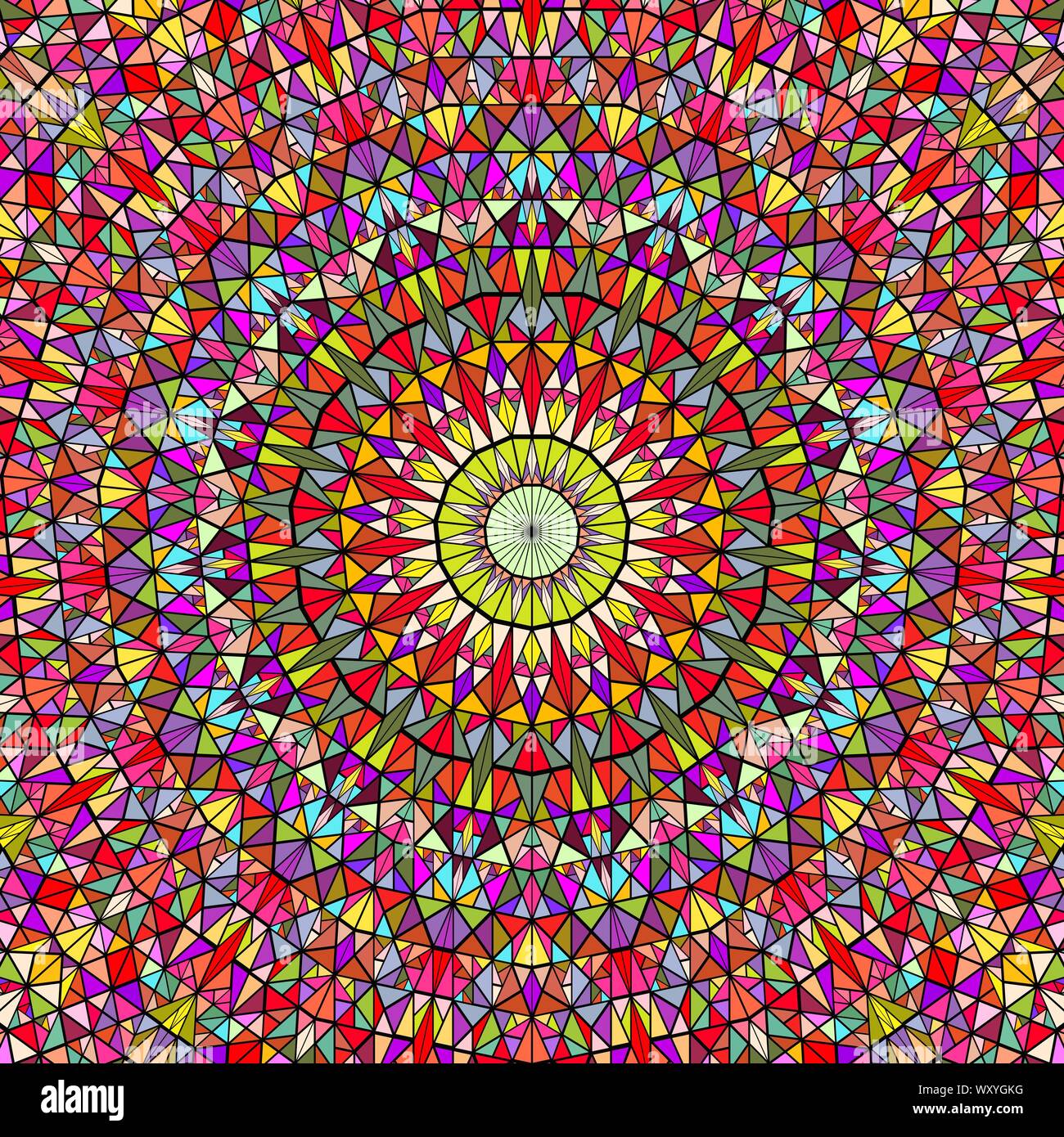Modèle mosaïque ronde dynamique polygonale - fond coloré circulaire hypnotique abstract vector graphic design Illustration de Vecteur