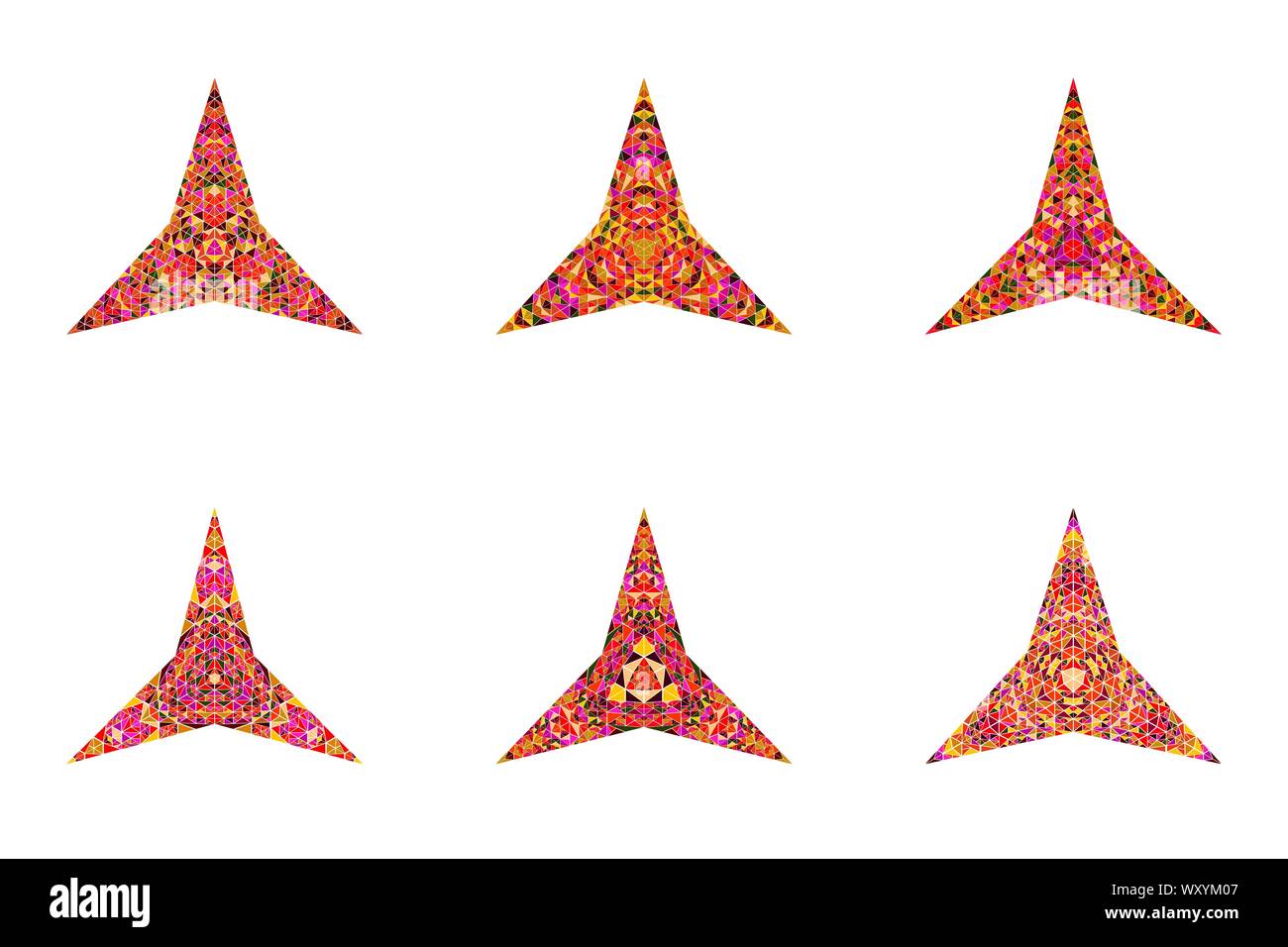 Résumé isolé ornement mosaïque polygon star collection - géométriques ornementales dessins vectoriels géométriques polygonales elementss Illustration de Vecteur