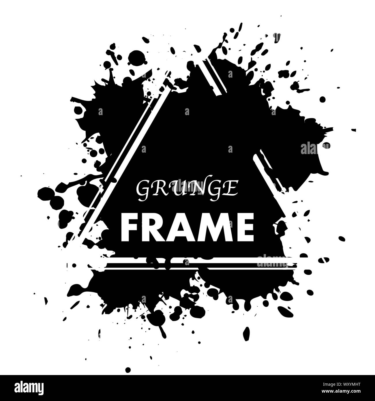 Résumé cadre triangle blanc avec de l'encre noire blots Illustration de Vecteur