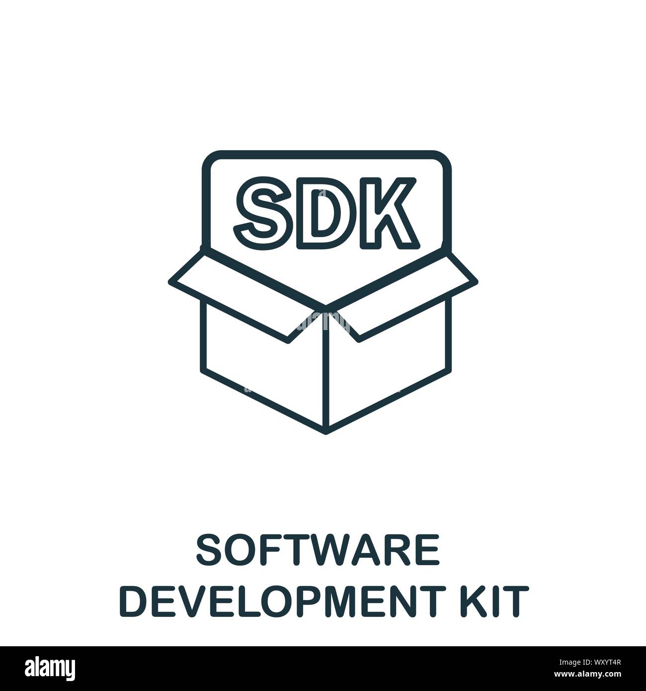 L'icône Contour Software Development Kit. Fine ligne de l'élément de service client concept collection d'icônes. Creative Software Development Kit pour l'icône Illustration de Vecteur