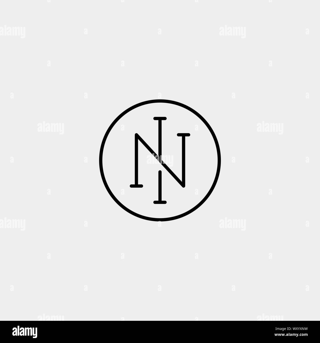 La lettre N'II dans la conception de logo Monogram Icône minimal avec la couleur noire Illustration de Vecteur