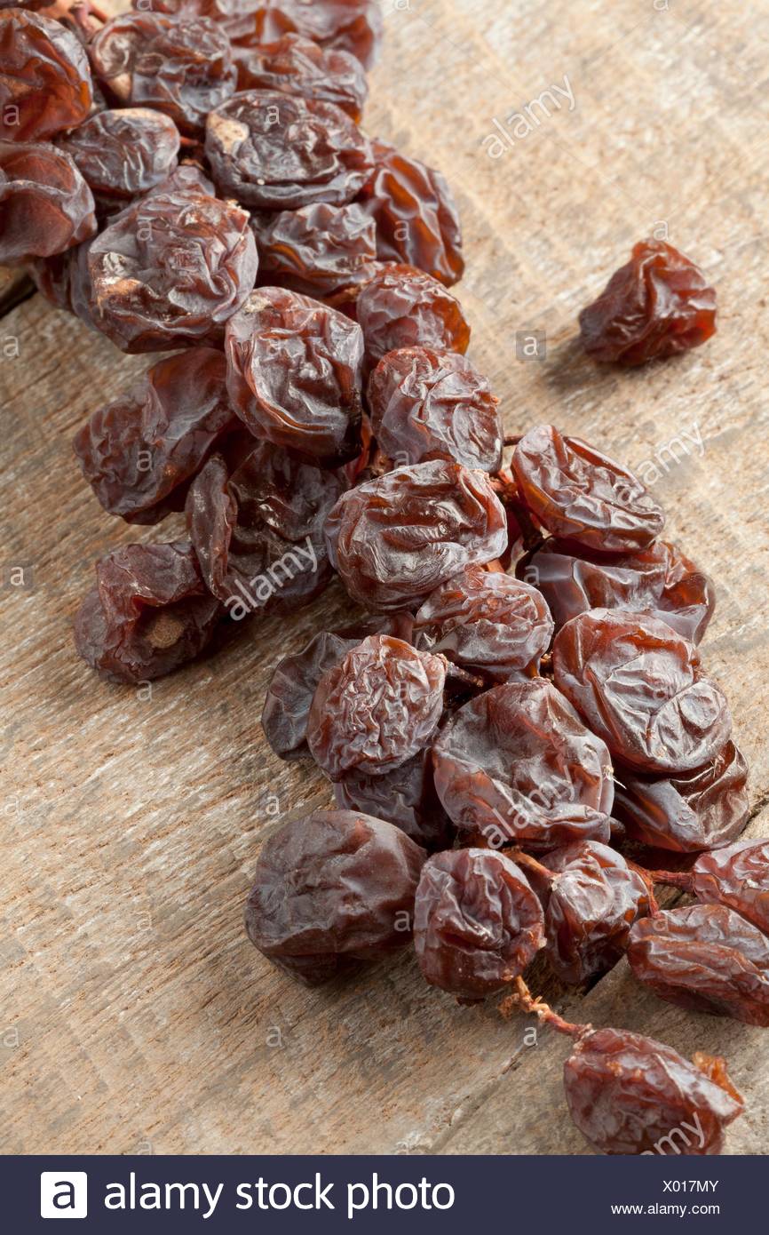 Brindille de raisins Muscat sec close up. Banque D'Images